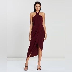 NWT SHONA JOY Knot Dress in Burgundy 2